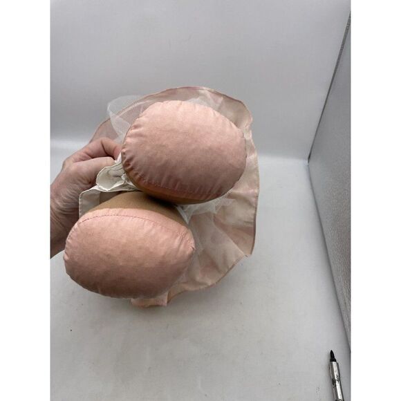 Vintage Applause Dolly Bunny Fabric Plush Doll Pink Dress Tulle Bonnet Easter - Picture 13 of 15